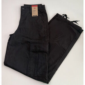 Levi's Women '94 Baggy Cargo Straight Leg Mid Rise Zip Fly Pants 25x32 Black NWT